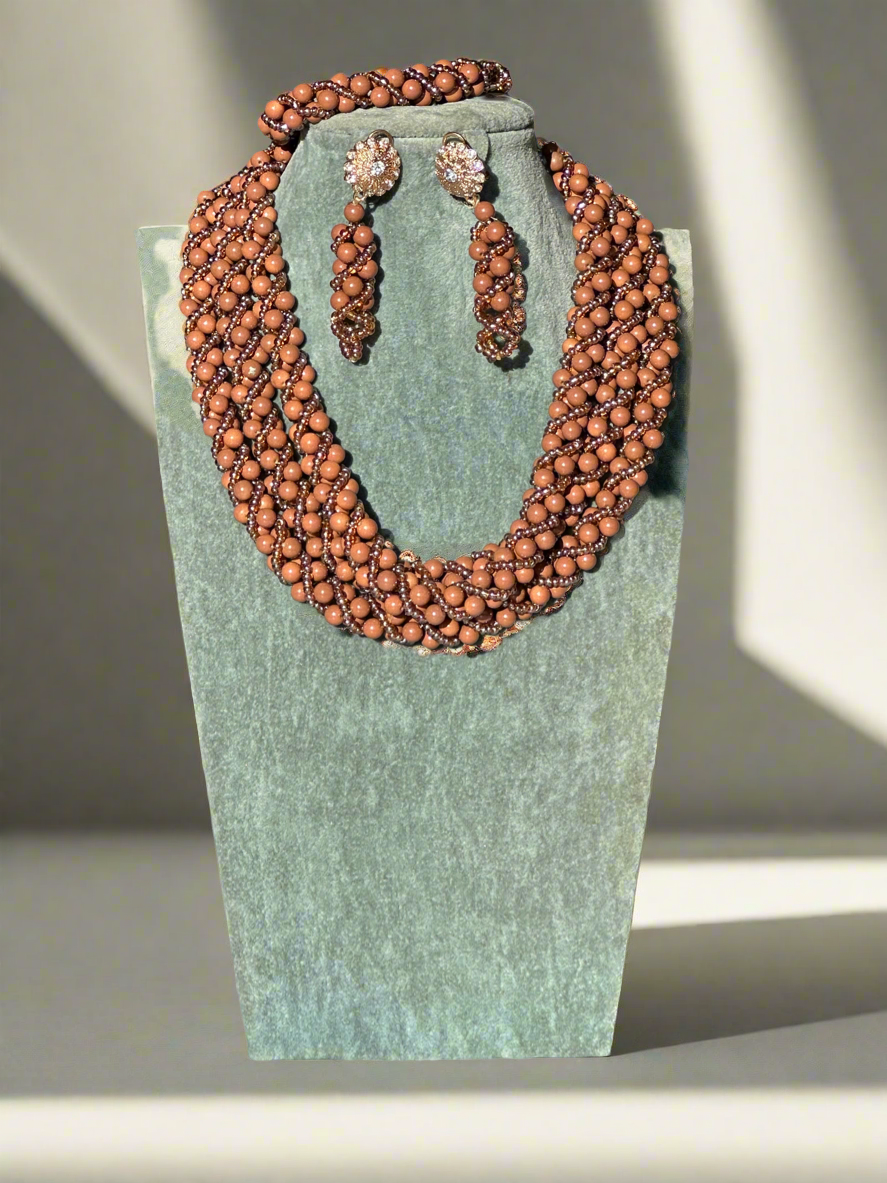 Brown Beads Jewellery Set