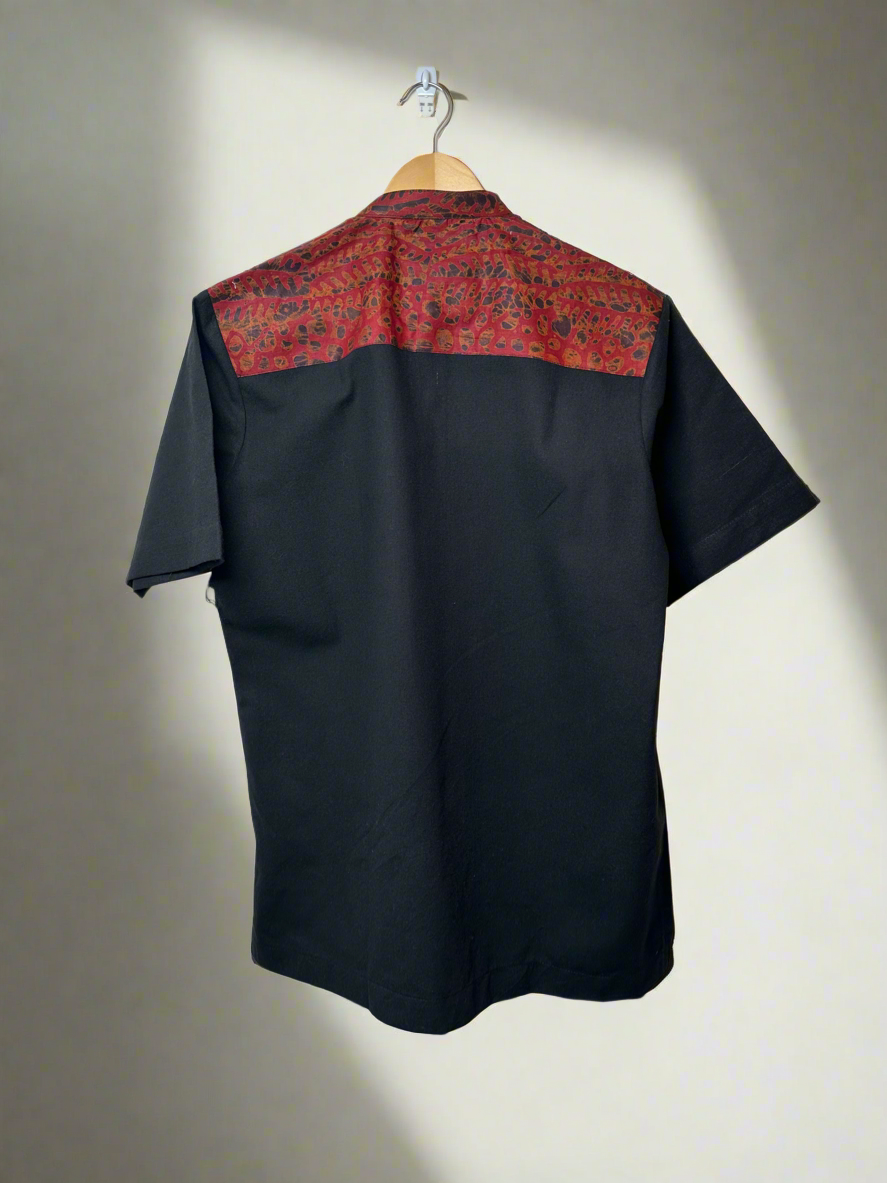 Red Black Adire Combo Shirt
