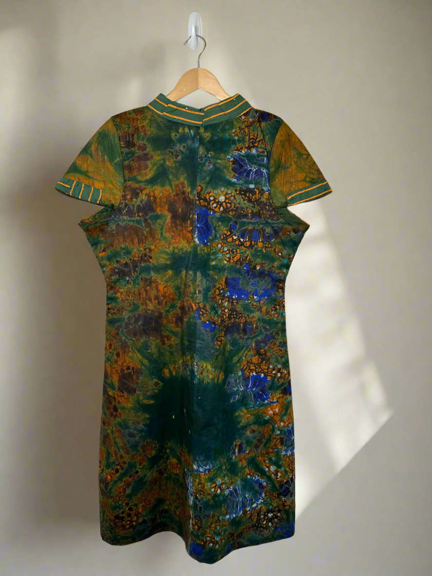 Peacock Green Adire Dress