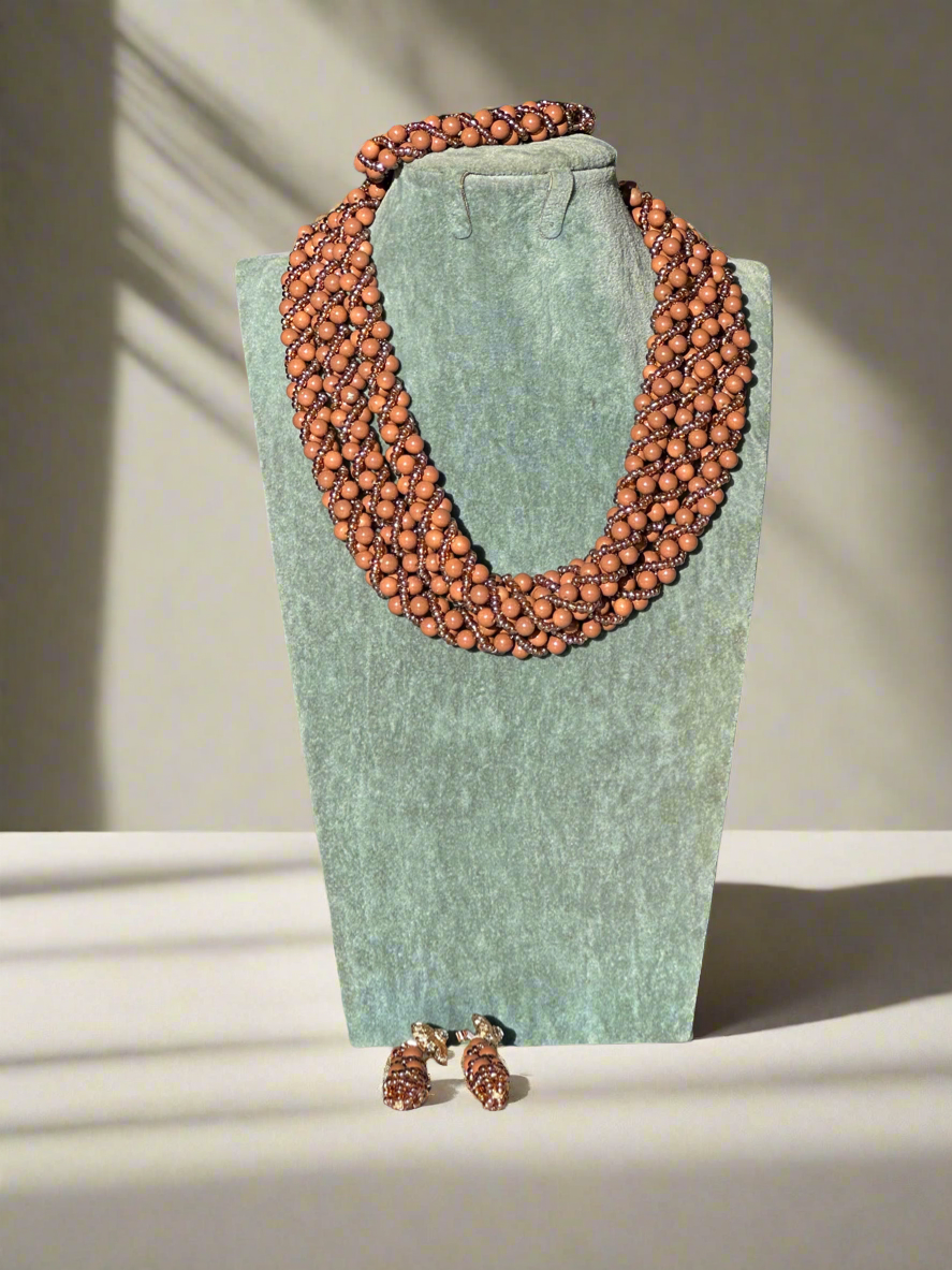 Brown Beads Jewellery Set