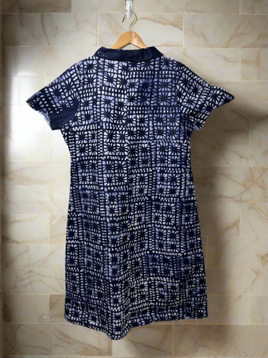 Dark Blue Patterned Adire Dress