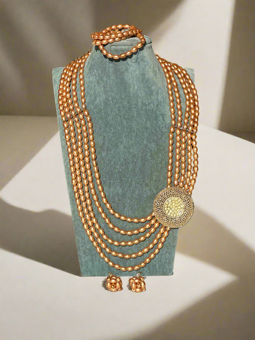 Golden Bead Jewellery Set