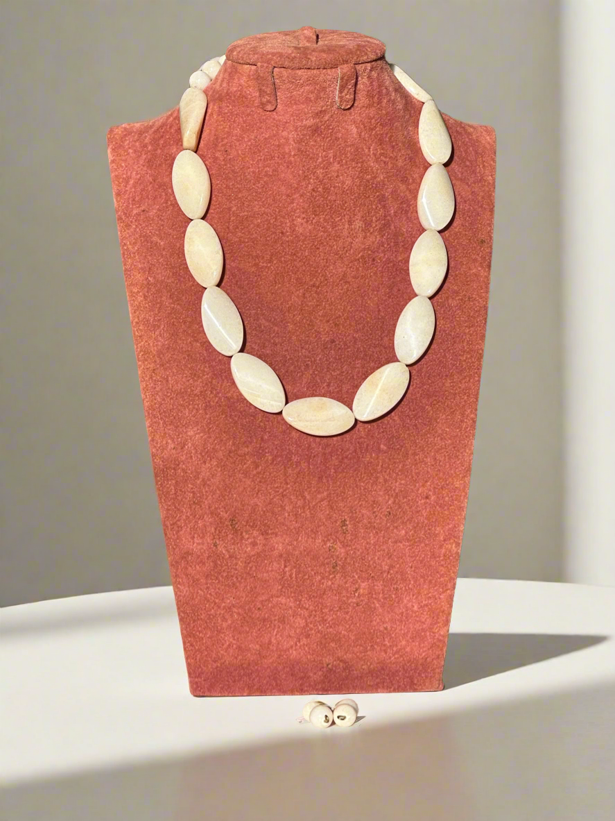 White Stone Necklace and Earrings