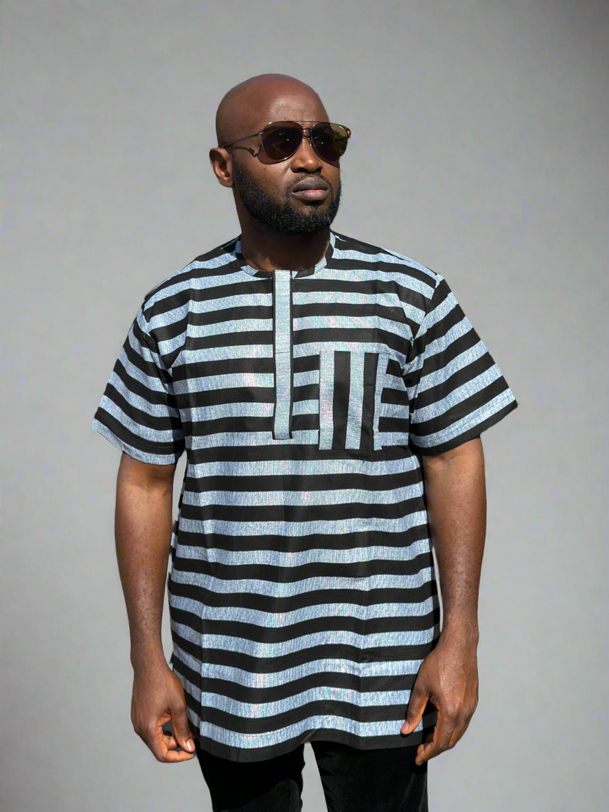 Blue Striped Ankara Shirt