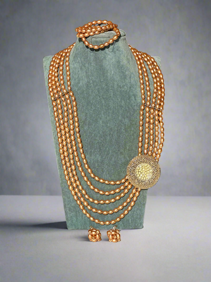 Golden Bead Jewellery Set