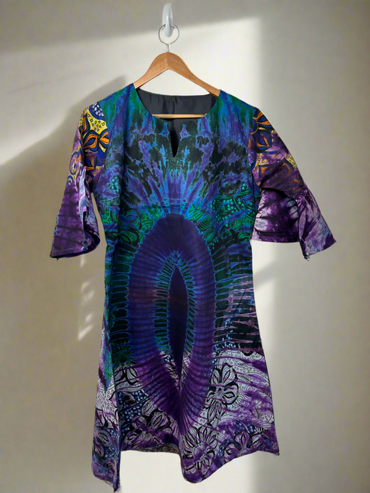 Purple Haze Adire Dress