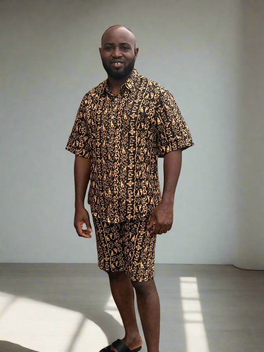 Black and Gold Pattern Ankara Outfit