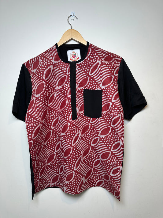 Red Adire Black Fabric Shirt