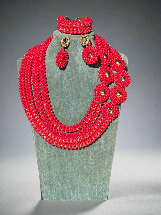 Red Beads Jewellery Set