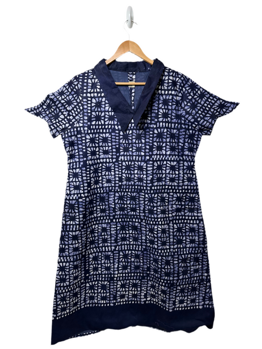 Dark Blue Patterned Adire Dress