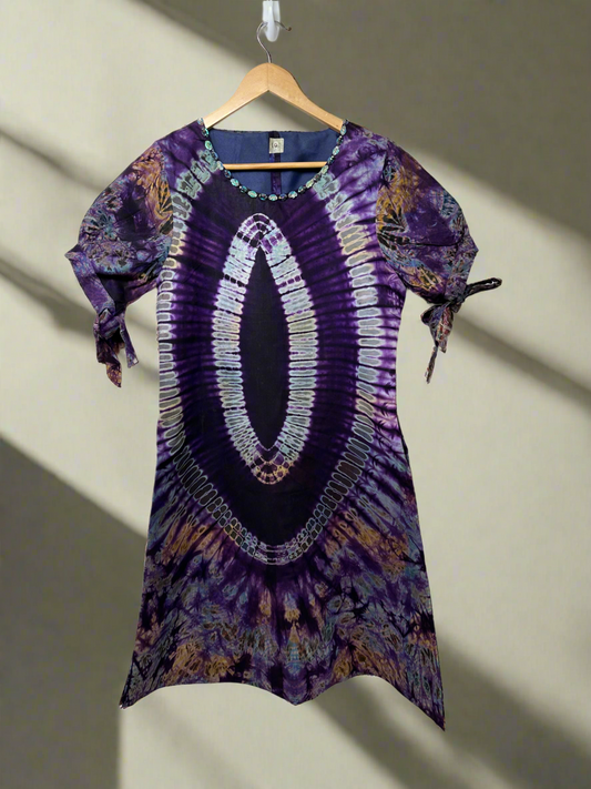 Purple Ray Adire Dress