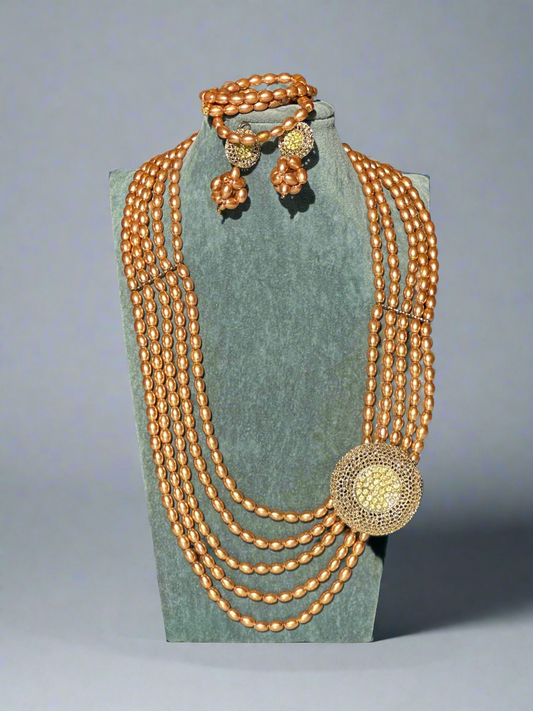 Golden Bead Jewellery Set