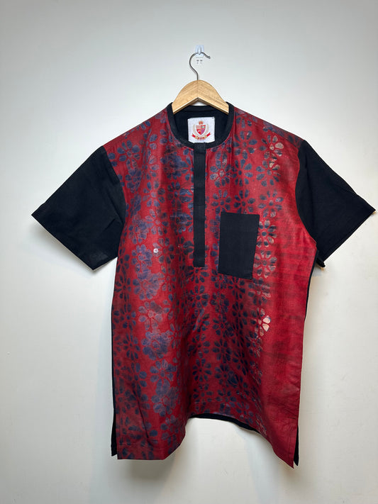 Red and Black Adire Combo Shirts