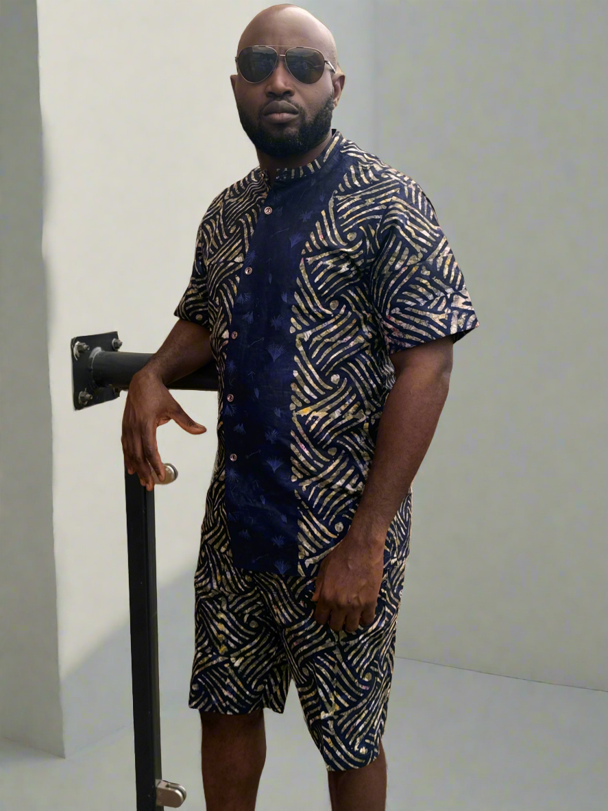 Navy Blue Adire Outfit