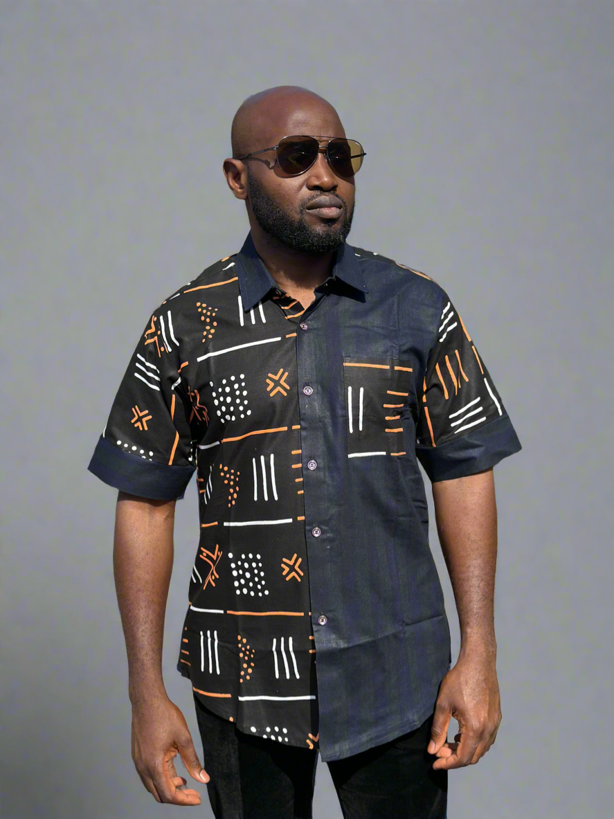 Black Tribal Pattern Ankara Shirt