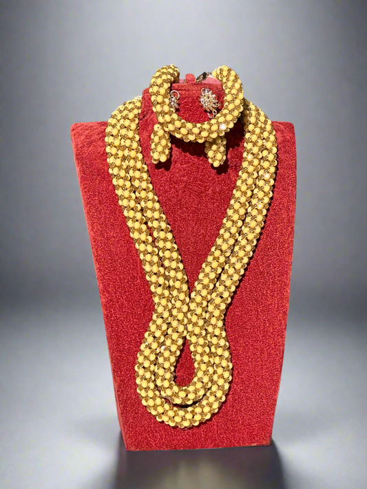 Yellow Beads Stone Jewellery Set
