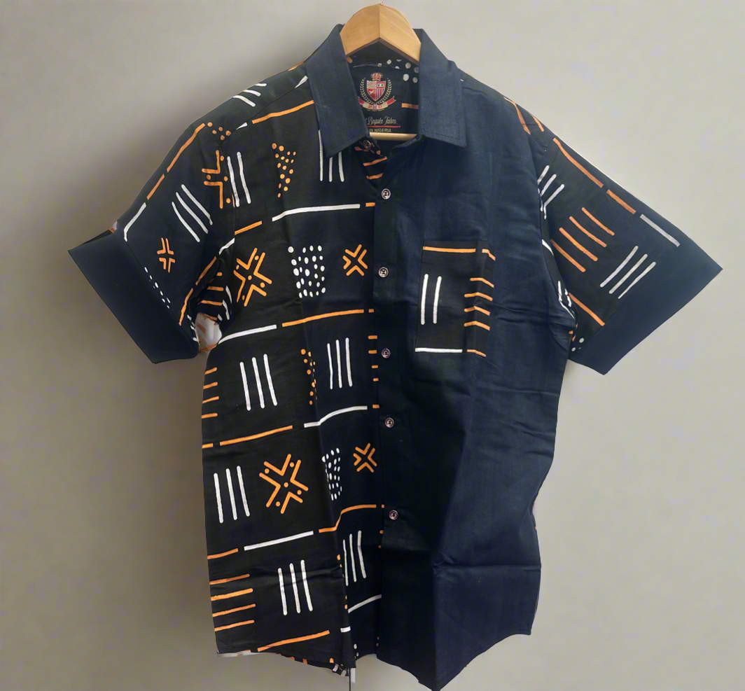 Black Tribal Pattern Ankara Shirt