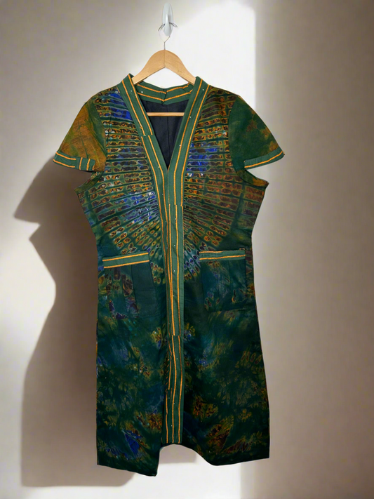 Peacock Green Adire Dress